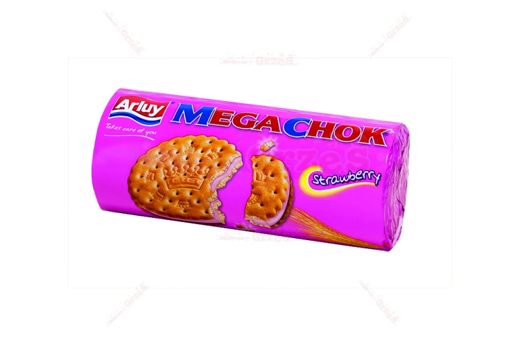 Markizy z nadzieniem o smaku truskawkowym Mega Chok 180g Aruly