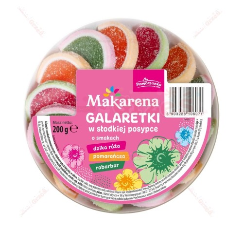 Makarena galaretki w słodkiej posypce - dzika róża, rabarbar 200g Pomorzanka
