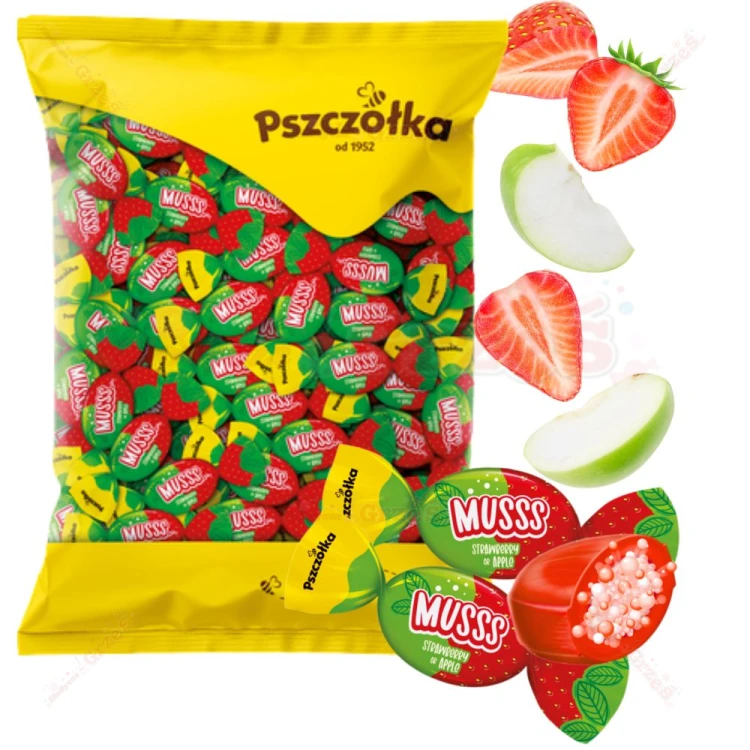 Musss Summer cukierki musujące truskawka&jabłko 1kg Pszczółka
