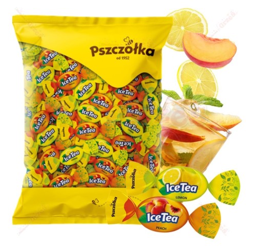 Ice Tea cukierki nadziewane - mrożona herbata brzoskwinia i cytryna 1kg Pszczółka