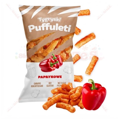 16x Tygryski Puffuleti chrupki kukurydziane PAPRYKOWE 85g TBM