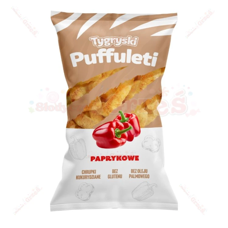 16x Tygryski Puffuleti chrupki kukurydziane PAPRYKOWE 85g TBM