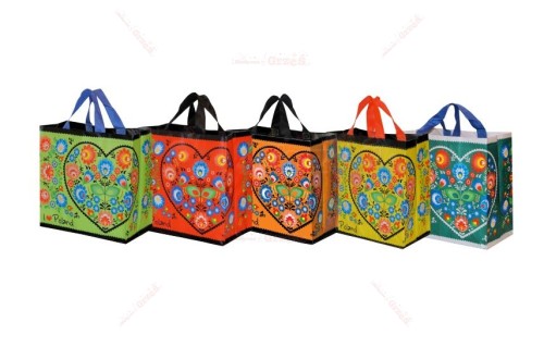 torba na zakupy FOLKLOR SERCE 24L MIX Fraspo | Duża torba zakupowa wielokrotnego użytku