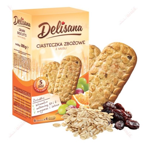 Ciasteczka zbożowe z musli 300g Delisana