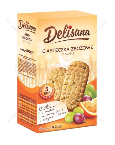 Ciasteczka zbożowe z musli 300g Delisana