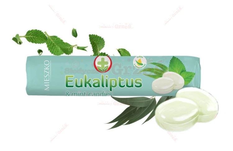 24x Dropsy, cukierki EUKALIPTUS- z olejkiem z eukaliptusa i mięty 32g Mieszko