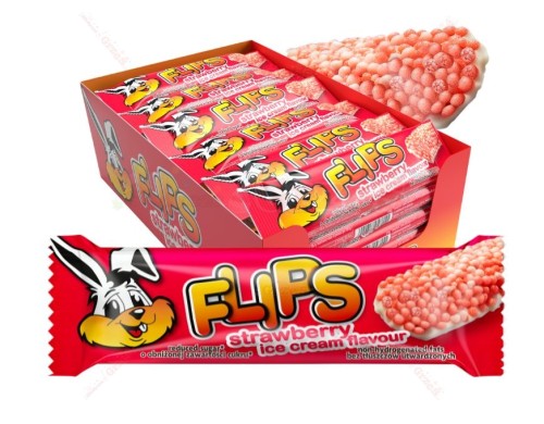 24x Flips baton o smaku lodów truskawkowych 23g Sante | baton kuleczki śniadaniowe