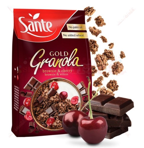 Granola gold BROWNIE WIŚNIA czekolada 300g Sante