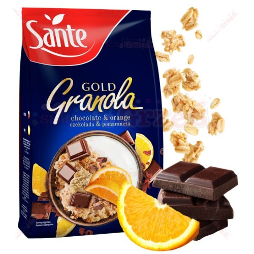 Granola gold belgijska CZEKOLADA i POMARAŃCZA 300g Sante