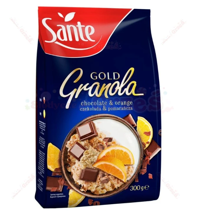 Granola gold belgijska CZEKOLADA i POMARAŃCZA 300g Sante
