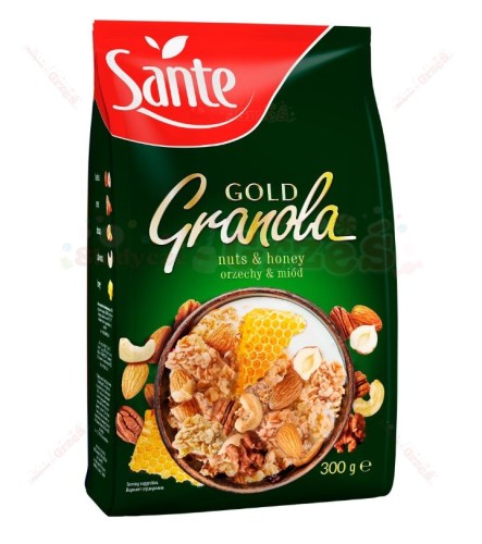 Granola gold z ORZECHAMI I MIODEM 300g Sante