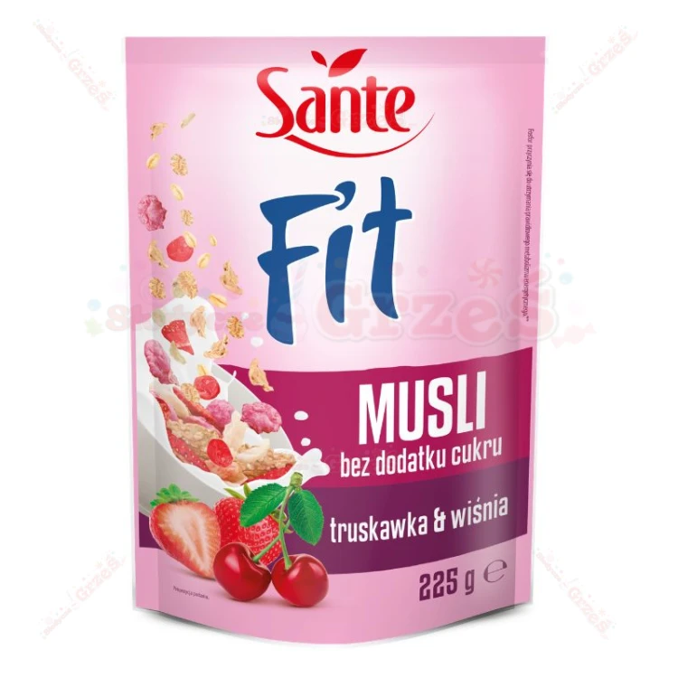 Fit musli truskawka-wiśnia BEZ CUKRU 225g Sante