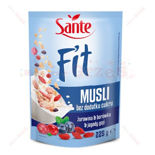 Fit musli żurawina-borówka-goji BEZ CUKRU 225g Sante