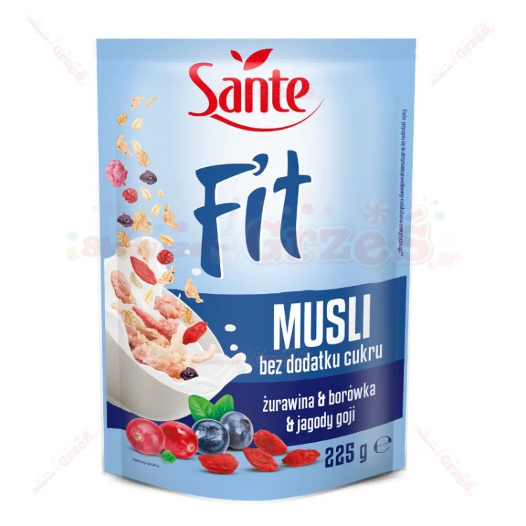 Fit musli żurawina-borówka-goji BEZ CUKRU 225g Sante