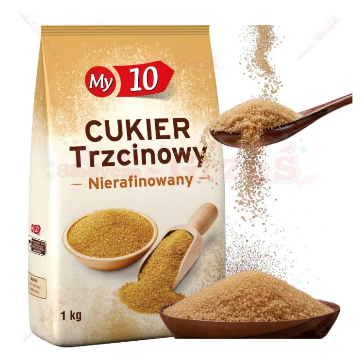 Cukier trzcinowy nierafinowany brązowy 1kg My10 Sante