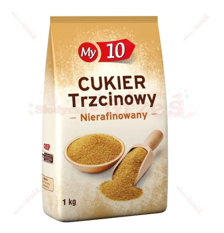 Cukier trzcinowy nierafinowany brązowy 1kg My10 Sante