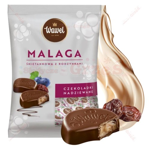 Malaga czekoladki nadziewane - śmietankowe z rodzynkami 1kg Wawel