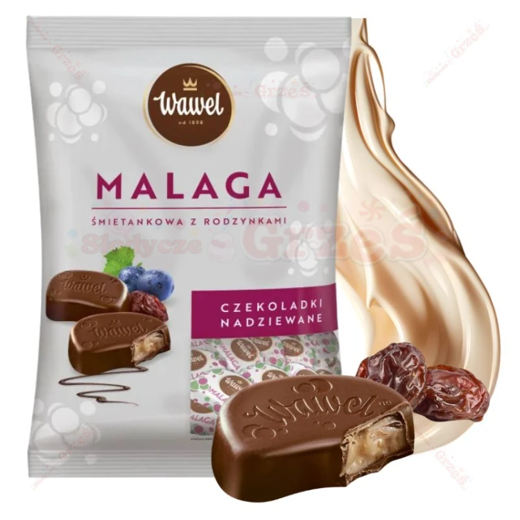 Malaga czekoladki nadziewane - śmietankowe z rodzynkami 1kg Wawel
