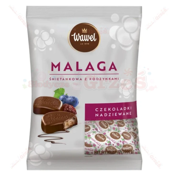 Malaga czekoladki nadziewane - śmietankowe z rodzynkami 1kg Wawel