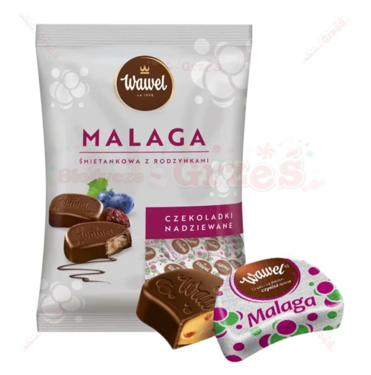 Malaga czekoladki nadziewane - śmietankowe z rodzynkami 1kg Wawel