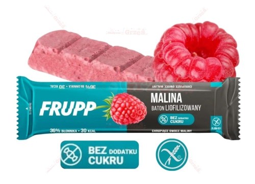 Frupp MALINA baton liofilizowany, bezglutenowy, bez cukru 10g Celiko
