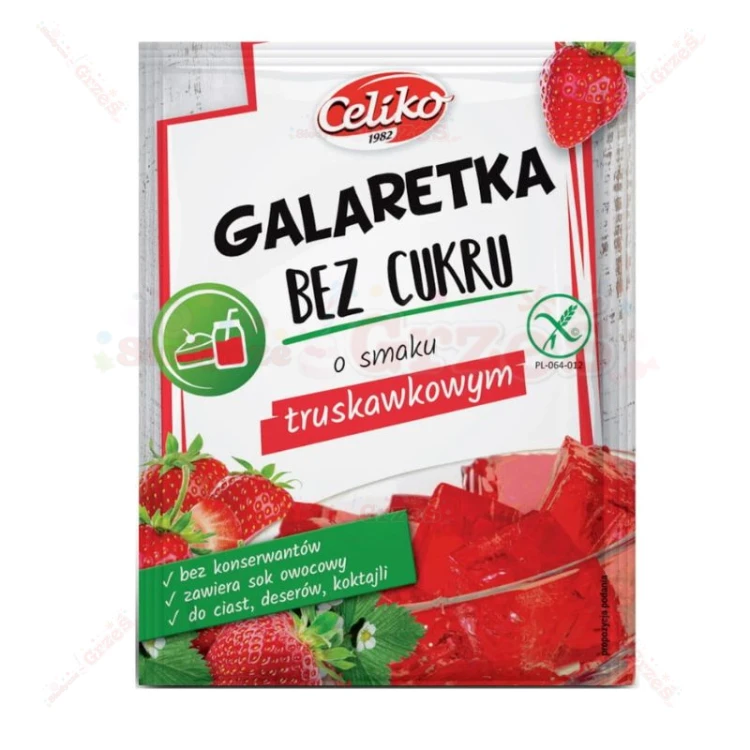 Galaretka TRUSKAWKOWA BEZ cukru, bezglutenowa 14g Celiko
