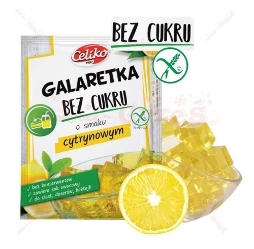 Galaretka CYTRYNOWA BEZ cukru, bezglutenowa 14g Celiko