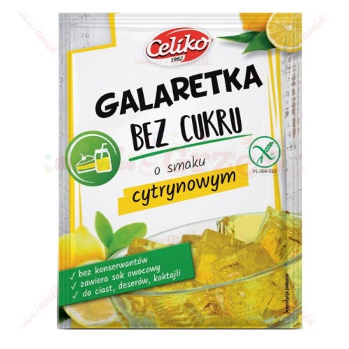 Galaretka CYTRYNOWA BEZ cukru, bezglutenowa 14g Celiko
