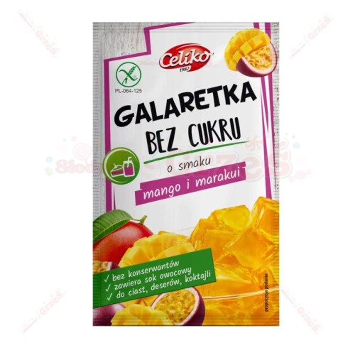 Galaretka MANGO-MARAKUJA BEZ cukru, bezglutenowa 14g Celiko