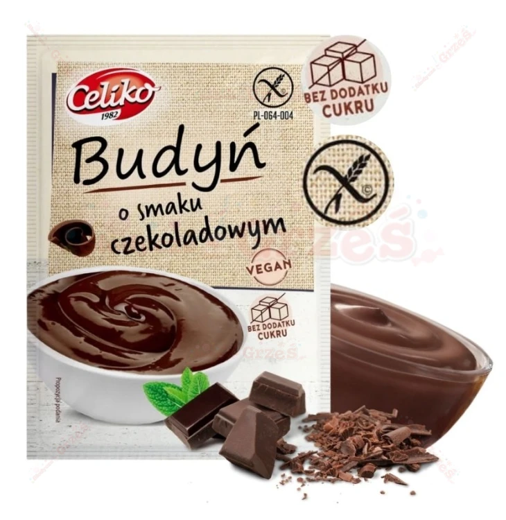 Budyń CZEKOLADOWY bez cukru, bezglutenowy 40g Celiko