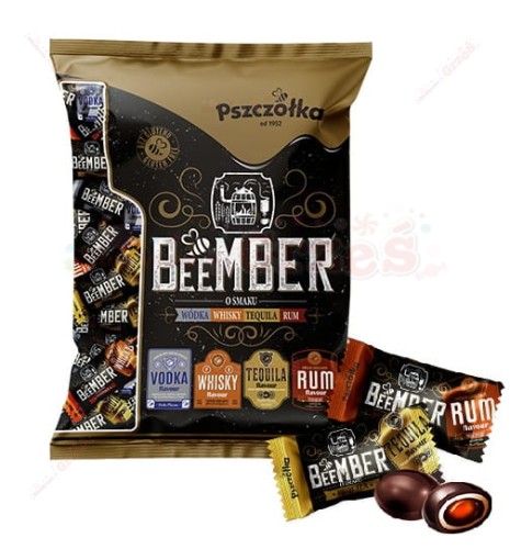 Cukierki BeeMBER tequila, whisky, rum i wódka w czekoladzie 1kg Pszczółka