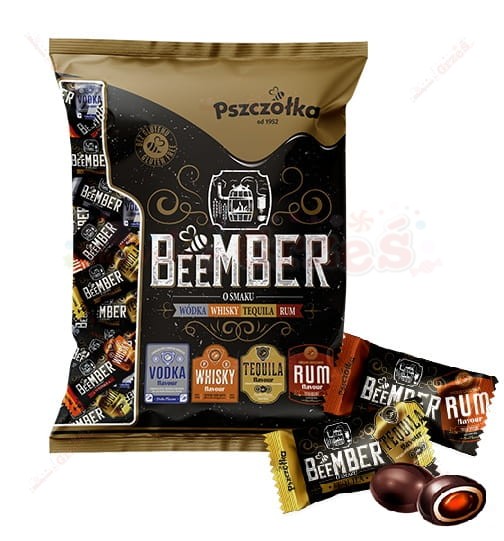Cukierki BeeMBER tequila, whisky, rum i wódka w czekoladzie 1kg Pszczółka
