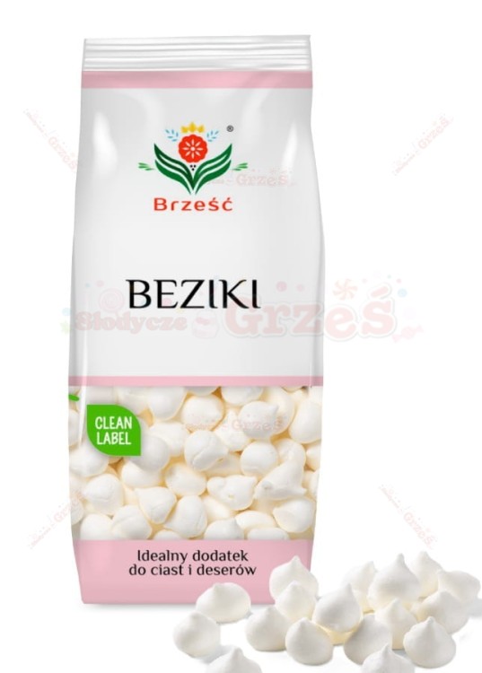 Beziki mini bezy białe do ciast i deserów 100g Brześć