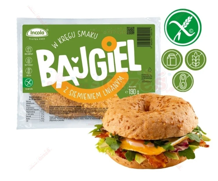 bezglutenowe BAJGLE z siemieniem lnianym 2*95g Incola
