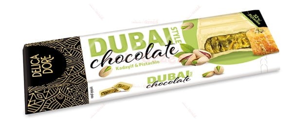 Biała Czekolada dubajska z pistacjami i kadayif dubaj style 70g Delicadore