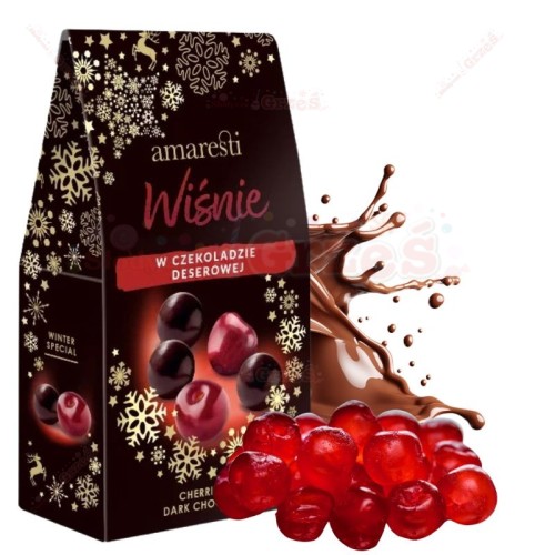 Wiśnie w czekoladzie deserowej 80g Amaresti Winter | ŚWIĘTA