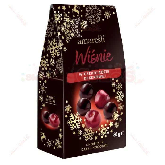 Wiśnie w czekoladzie deserowej 80g Amaresti Winter | ŚWIĘTA