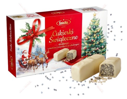 Cukierki Świąteczne makowe 300g Śnieżka | z orzeszkami, wafelkami i makiem Święta