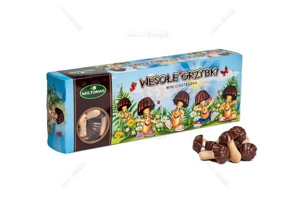 Ciasteczka wesołe grzybki czarne - czekoladowe 170g Miltonas