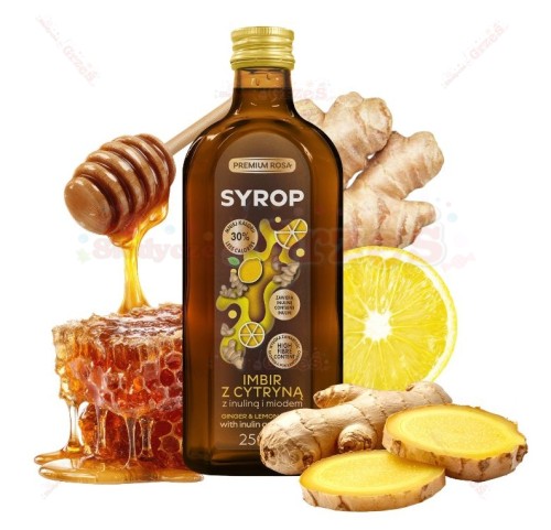 Syrop IMBIR z cytryną, z inuliną i miodem 250ml Premium Rosa