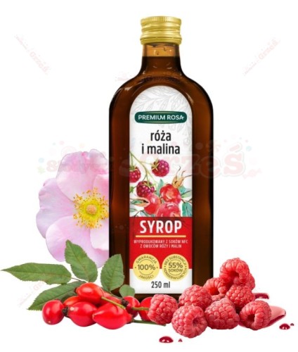 Syrop RÓŻA i MALINA - różano malinowy NFC 250ml Premium Rosa