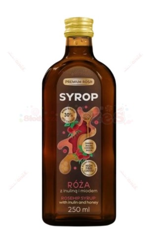 Syrop RÓŻA z owoców róży, z inuliną i miodem 250ml Premium Rosa