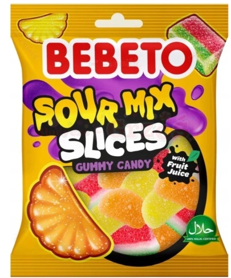 Żelki kwaśne owocowe SOUR MIX slices 130g Bebeto data 13/01/2027