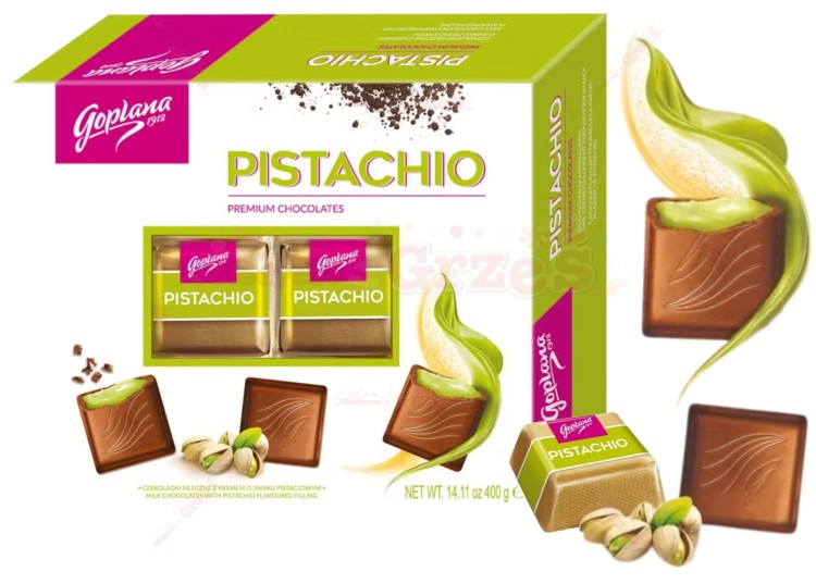 Czekoladki pistacjowe Pistachio, bombonierka 400g Goplana