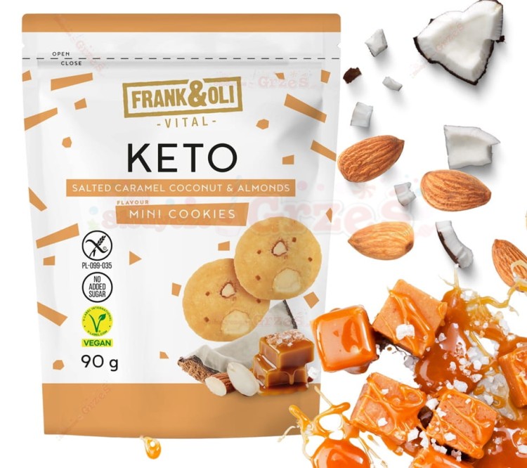 Ciastka KETO Mini Cookies solony karmel, migdały 90g Frank&amp;Oli