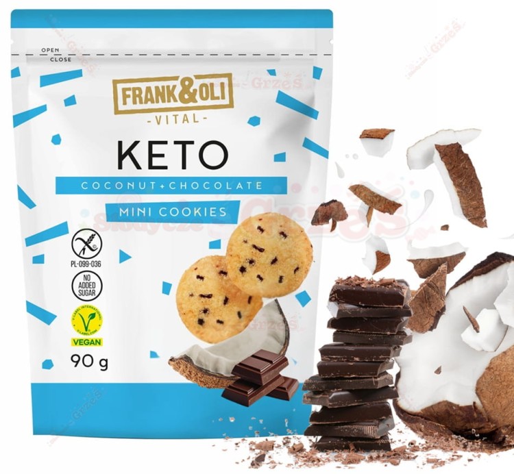 Ciastka KETO Mini Cookies czekolada, kokos 90g Frank&amp;Oli
