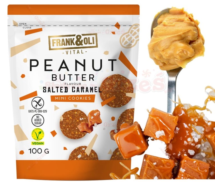 Ciastka Mini Cookies Peanut Butter + solony karmel 100g Frank&amp;Oli