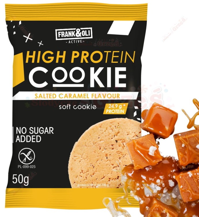 Ciastko proteinowe SOLONY KARMEL High Protein salted caramel 50g Frank&amp;Oli