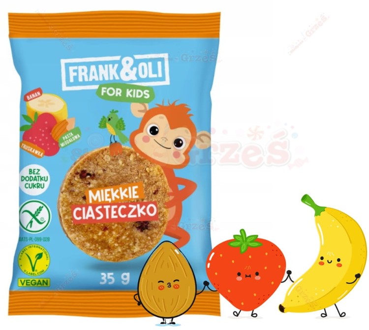 Ciasteczko dla DZIECI Kids banan + truskawka 35g Frank&amp;Oli