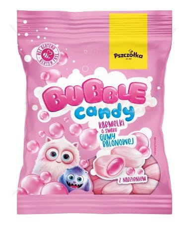 Bubble candy - cukierki o smaku gumy balonowej z nadzieniem 100g Pszczółka